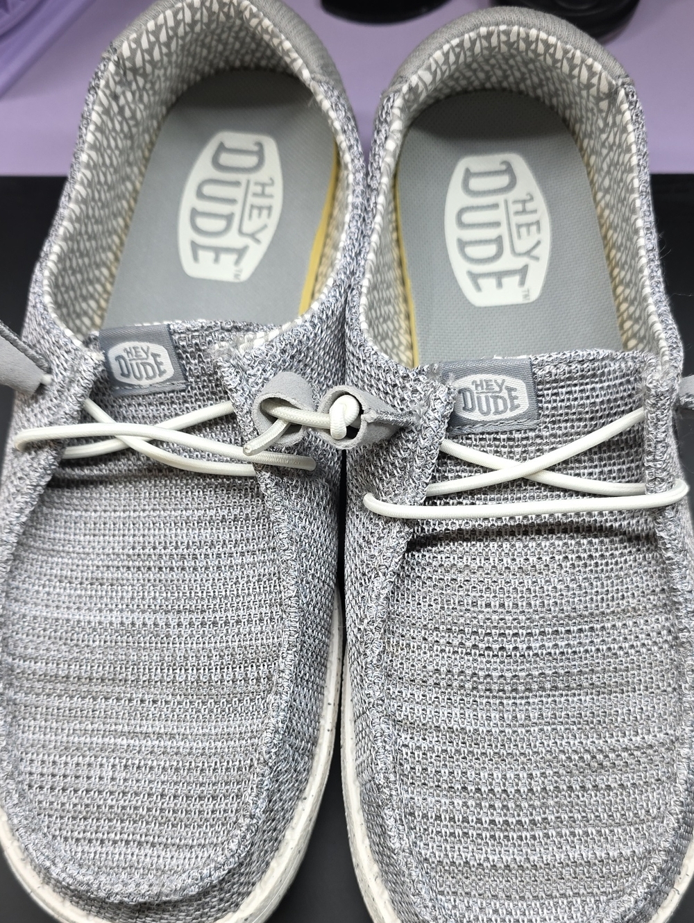 Women's Wendy Stretch Sox Hey Dude Light Grey Knit Slip-On Loafers